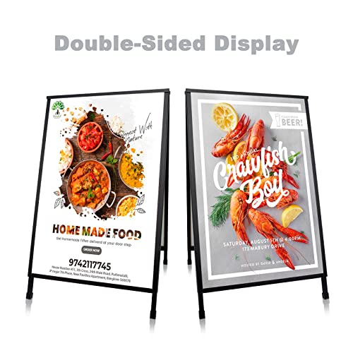 Zegneer Sidewalk Sign Board Curb Sign 24X36 Inch Slide In Double Sided Display Foldable And Portable Comes With Carry Handle And 2 Portable Double-Sided Plastic Boards #TOP1