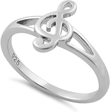 Sterling Silver 925 Musical Note Ring, Music Lover Women Jewelry, Women/Girls Treble Clef Adorable Ring