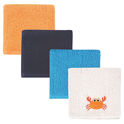 Image of Luvable Friends Unisex Baby Super Soft Cotton Washcloths, Crab, One Size