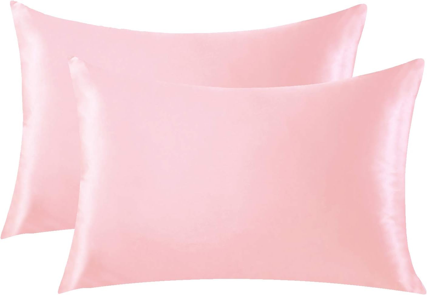 SURJION Satin Pillow Case Set for Hair and Skin to prevent wrinkles Hidden Zipper Standard (50x75cm) 2 Pack, Pink