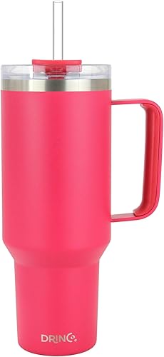 Drinco BigSur - Vaso de 40 onzas y 30 onzas con asa, tapa con pajilla, taza de viaje de acero inoxidable aislada para agua fría y caliente, para