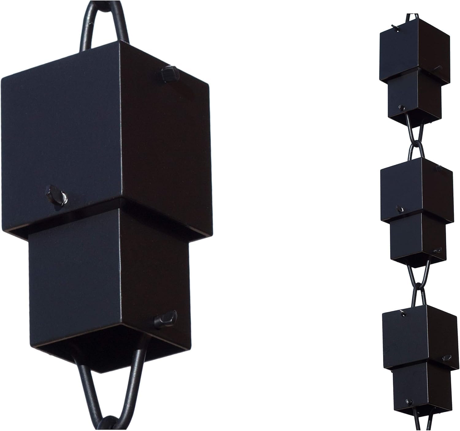 Monarch Rain Chains Aluminum Multi Cube Black Rain Chains for Gutters – 8.5 ft Black Decorative Rainchain Outdoor Durable Heavy Duty Gutter Chain Downspout, Modern Rainchains for Outside