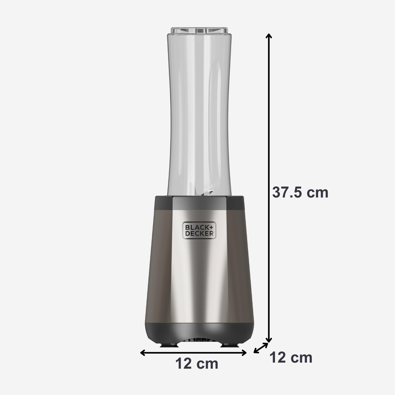Black+Decker - Mixeur individuel 500W | 600 ml | 2 gobelets nomades | Lames inox 304 | Broie glace | Compatible lave-vaisselle | Base antidérapante | Finition anti-traces