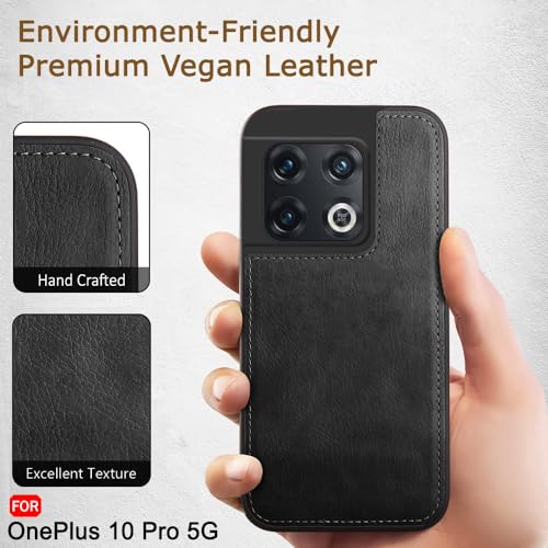 Image of TheGiftKart Genuine Leather Finish Back Cover Case for OnePlus 10 Pro 5G | Shockproof Design | Raised Edges for Camera & Screen Protection | Stunning Minimalist Design Back Case Cover (Black)