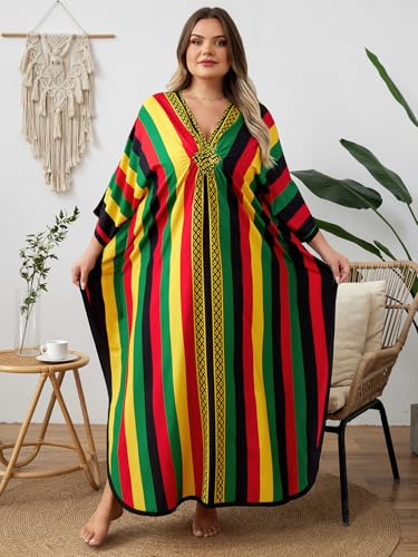 Image of Kaftan Dress for Women - Plus Size Caftan Maxi Beach Dress Moo Moos Loungewear, Swimsuit Cover Up for Beach, Pool or Vacation