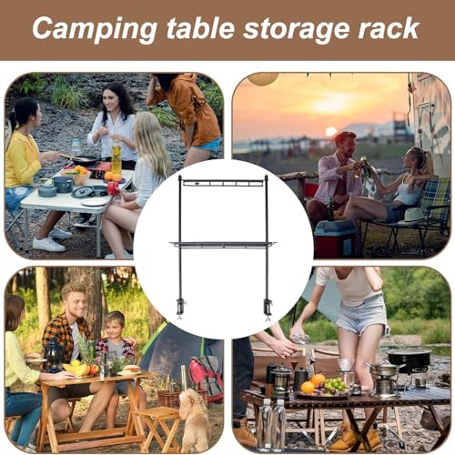 Support de table de camping pliable et étagère de rangement multifonctionnelle pour extérieur