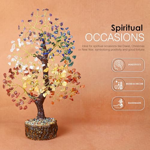 Image of Birthday Gifts for Women, 7 Chakra Crystal Tree with Natural Trunk