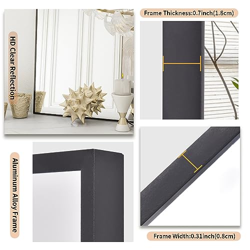 Koonmi Black Rectangle Wall Mirror, 20x30 Inch Bathroom Mirror, Aluminum Frame Vanity Mirror for Entryway, Living Room, Bedroom Bathroom, Hangs Horizontally or Vertically