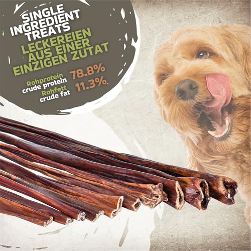 Getrockneter Rinder-Schlund 50 cm, 500 g | Proteinreicher Hundesnack | Naturkauartikel für Zahnpflege | Trockenfleisch für Hunde