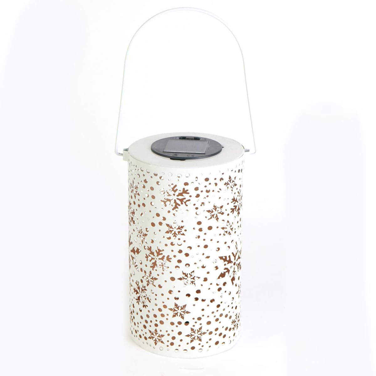 BESPORTBLE Lanterna Solare da Esterno in Ferro Bianco Illuminazione Continua Decorativa, Lampada a Mano per Giardino e Decorazione All'aperto
