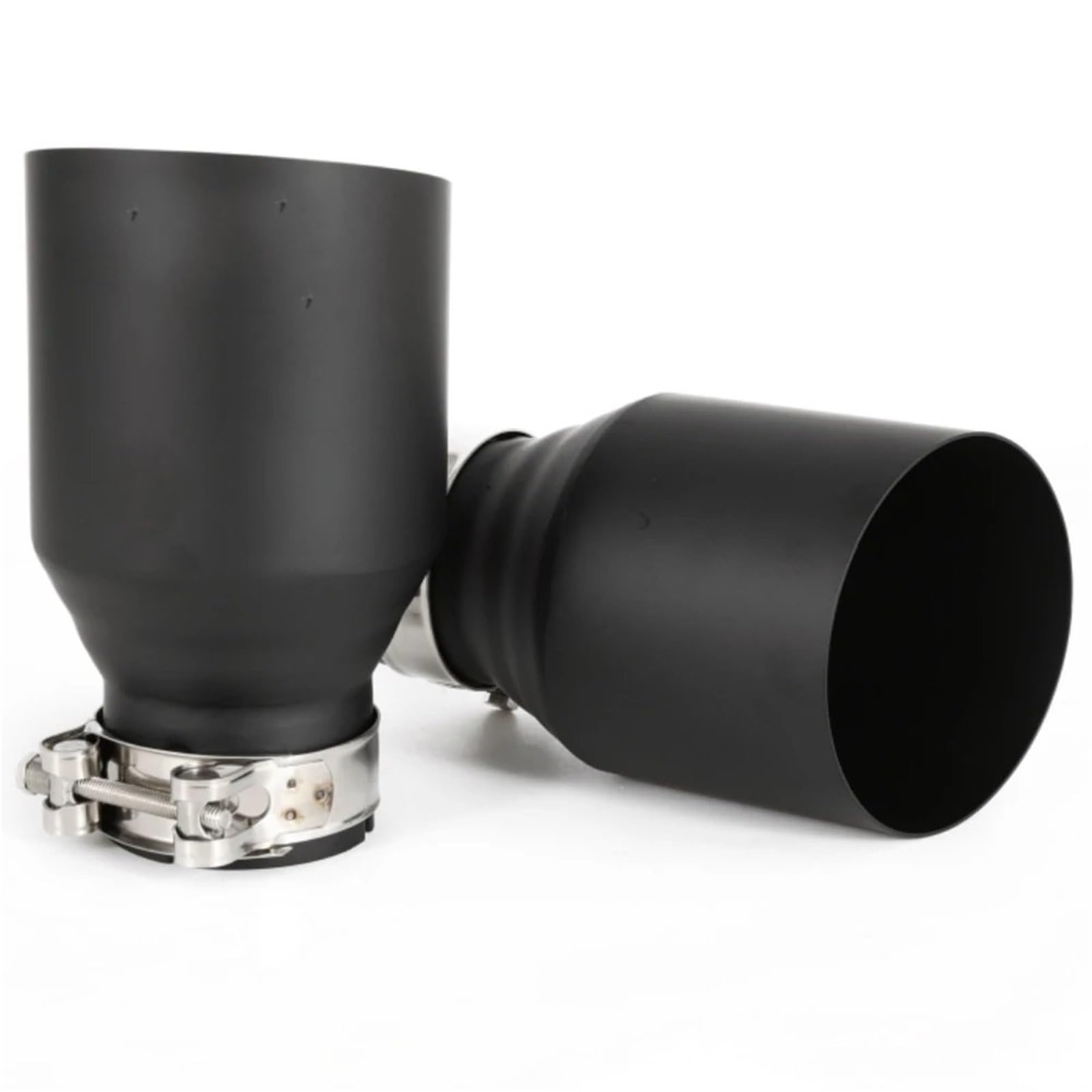 Wyloty wydechowej samochodu Auto Tłumik wydecho 1 sztuka matowa czarna rura ze stali nierdzewnej uniwersalna rura wydechowa tłumik(54MM IN 101MM OUT)