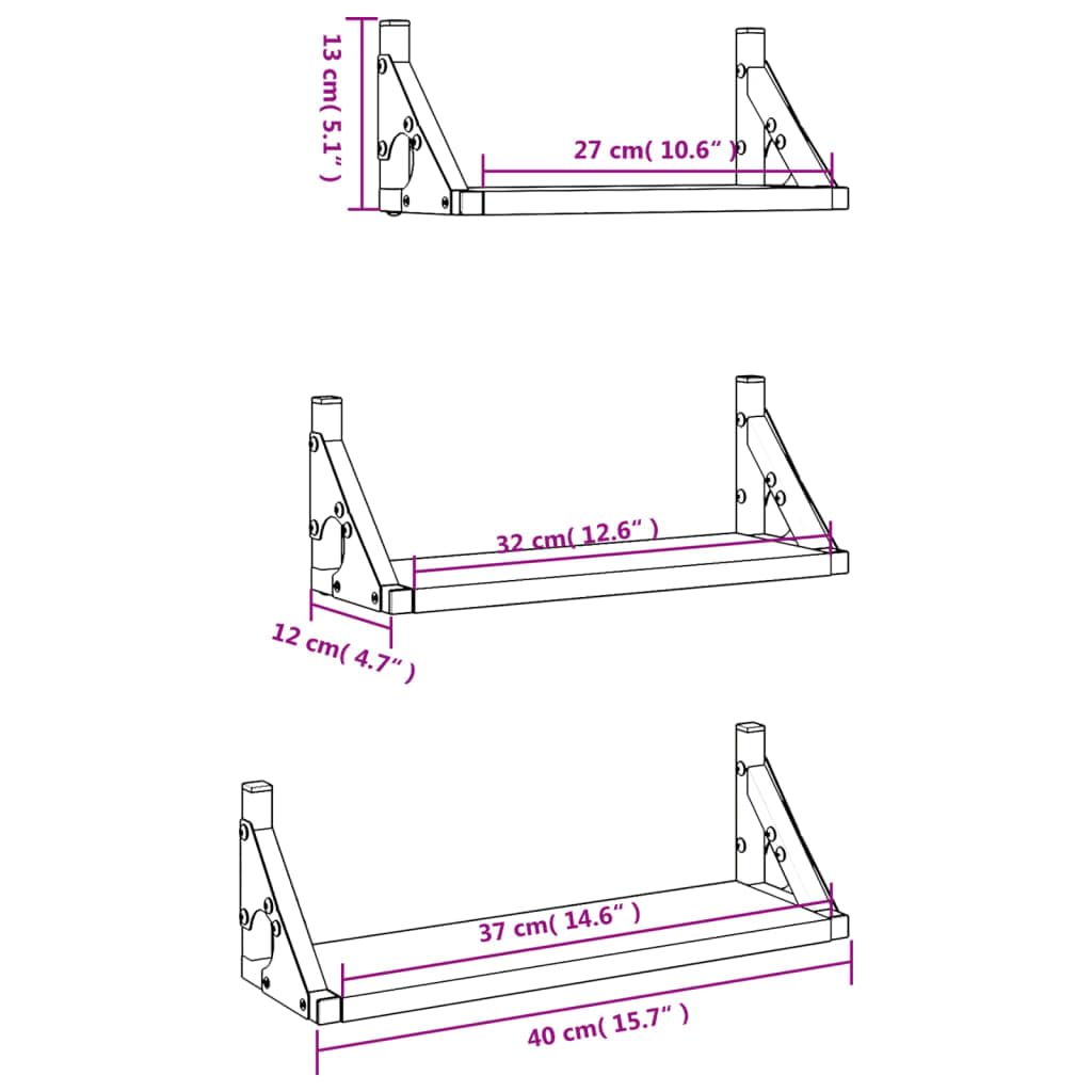 Gecheer Set Mensole Parete 3pz Rovere Fumo in Legno Multistrato,Mensola Galleggiante,Scaffale Libreria a Parete,Mensola da Parete,Scaffale Murale,Mensole cubo da Parete,P836320