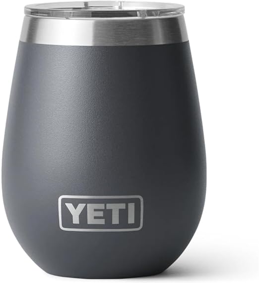 YETI Rambler 10 oz Wine Tumbler, Vacuum Insulated, Stainless Steel with MagSlider Lid, Charcoal
