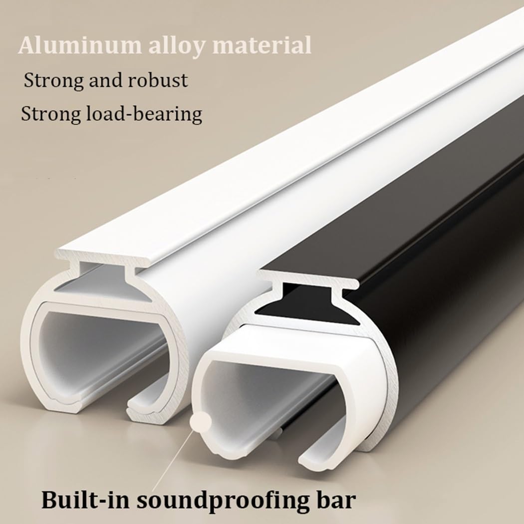 Wysokowydajne aluminiowe karnisze 71-60 cm, regulowana, dekoracyjna szyna do zasłon ze wspornikami i okrągłymi zaślepkami, 5 m, biała, idealna do okien