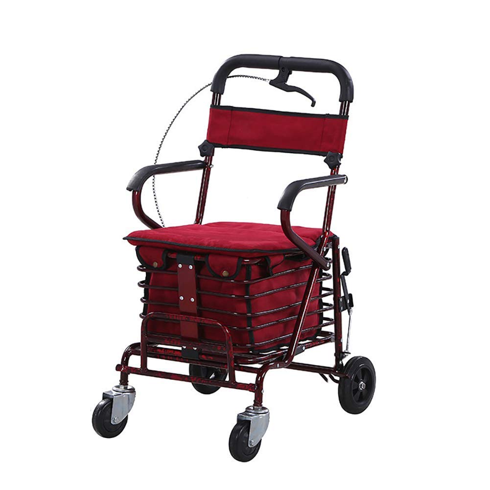 Andador Con Andador Plegable De 4 Ruedas Con Soporte Trasero Extraíble Viene Con Asiento Acolchado Suave, Cesta De Almacenamiento Con Mango Ergonómico