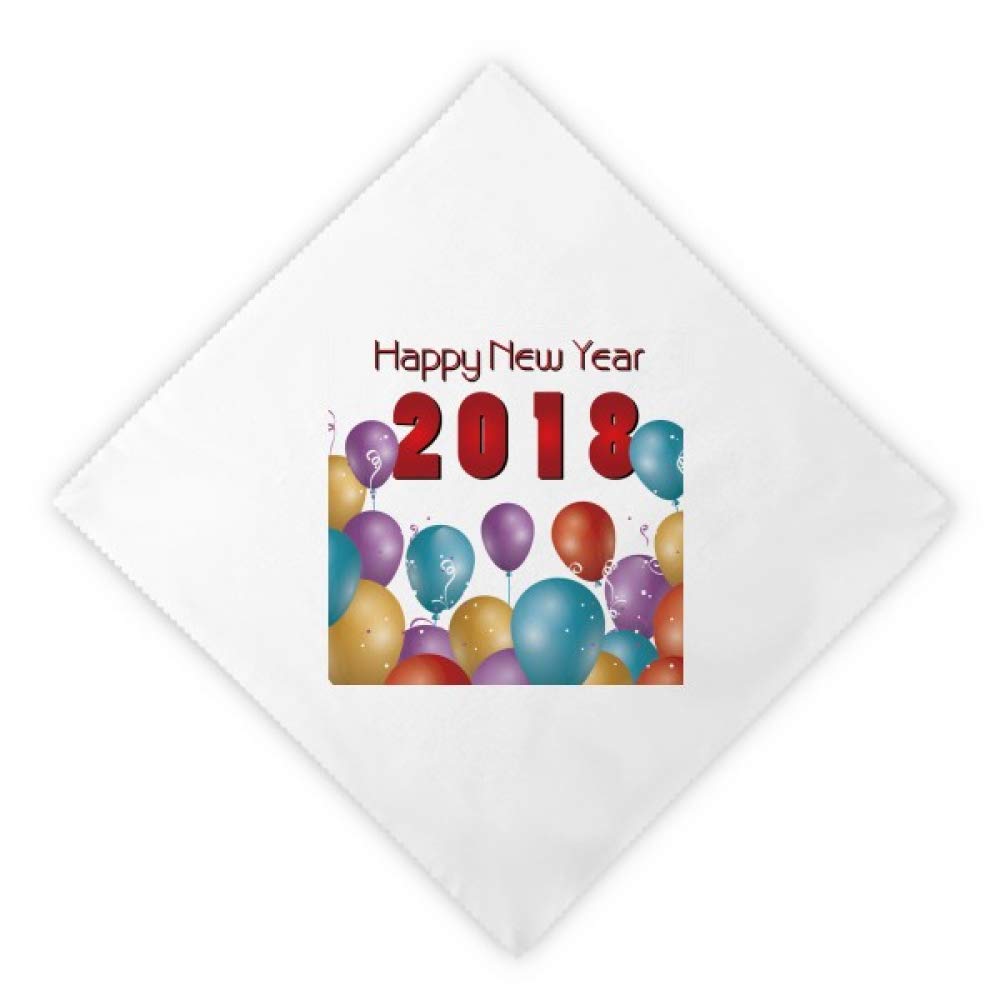 Servilletas para cena de Año Nuevo con diseño de globo, tela blanca reutilizable para mesa