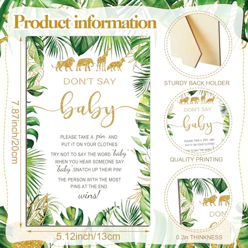 Image of Patelai 321 Pcs Safari Jungle Baby Shower Decorations Safari Jungle Animal Baby Shower Games 5 Set Golden Don't Say Serve 50 Guests for Wild One Gender Reveal Birthday Party Decorations Supplies
