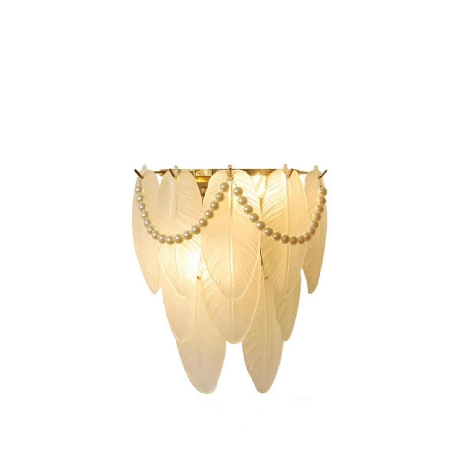 VDOQTLJT Frosting Glass Leaves Wall Lamps Compatible with Bedroom Bedside Living Room Hall Home Luxury Decor Modern LED Sconce Lighting Fixture Chandeliers(With Pearl)