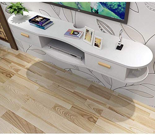 Schwimmende TV-Regale mit Tür, an der Wand montierte Medienkonsole Holz hängender TV-Schrank Multimedia-Wandregal für Kabelboxen Router