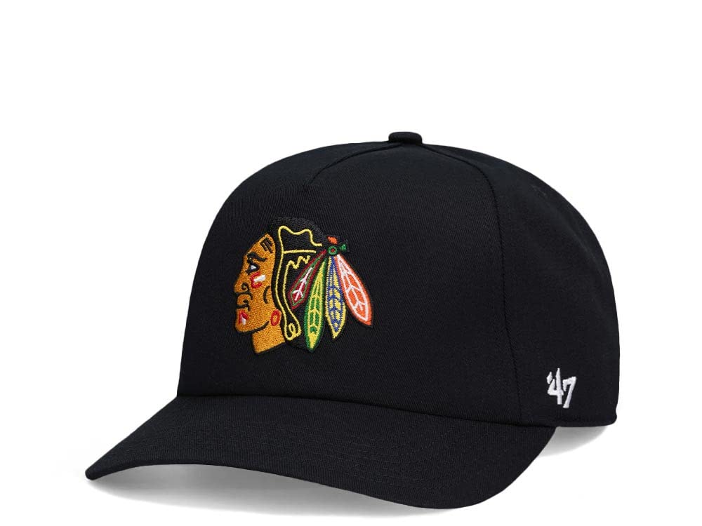 47brand Chicago Blackhawks Black Nantasket Captain Snapback Cap, black, One Size