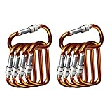 Diseño: la construcción en forma de D lo hace más fuerte y liviano, puede colgar sus artículos de forma segura en su bolso, no se oxida ni se rompe fácilmente, estos mosquetones están equipados con puertas de resorte para que se fijen de manera rápida y segura en varios puntos fijos.