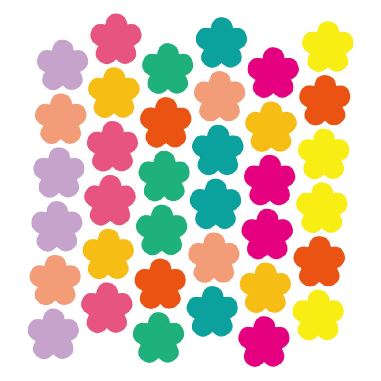 Recortes de cartulina en forma de flores para manualidades escolares y murales