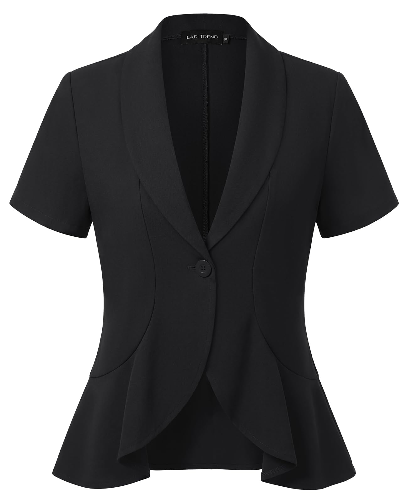 Blazer da donna a maniche corte in cotone e lino, elegante, con un bottone, abbigliamento casual da lavoro, ufficio
