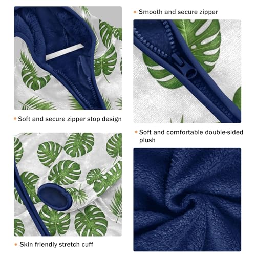 CHIFIGNO Green Tropical Leaves Toddler Boys Comfy Thick Fleece Jacket with Polar Fleece Lining 3T3