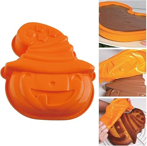 KJHBV 1 pieza de molde de pastel de calabaza de Halloween, molde de silicona para dulces, moldes de chocolate, mini calabaza de silicona para pastel