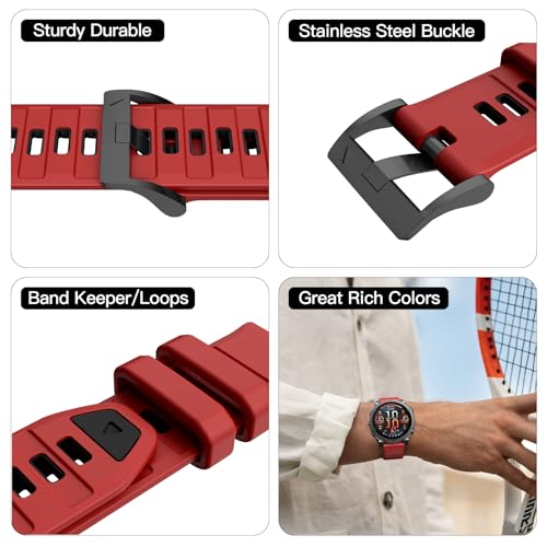 Image of OVERSTEP Compatible with Fenix 8 51mm Watch Bands, 26mm Soft Siliocne Strap for Garmin Fenix 5X /Fenix 5X Plus /Fenix 6X /Fenix 6X Pro /Fenix 7X /Fenix 7X Pro Smartwatch