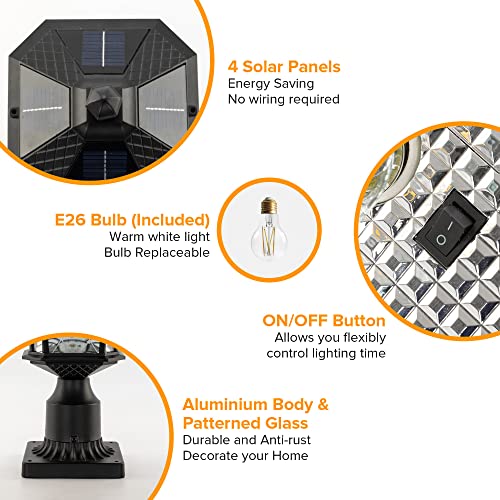 LUTEC Solar Outdoor Lamp Post with Pier Mount, Dusk to Dawn Waterproof Light for Exterior Use
