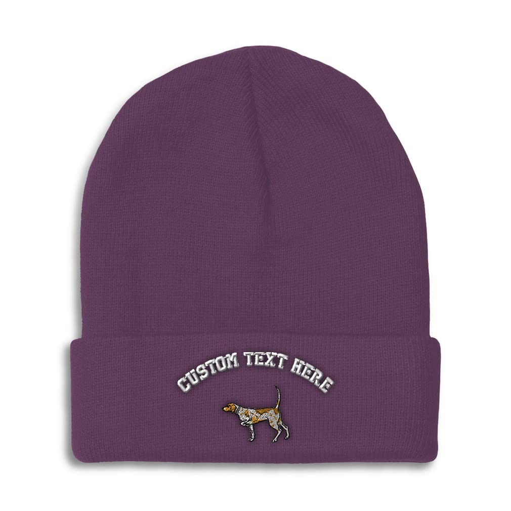 Custom Beanies for Men German Shorthaired Pointer Embroidery Dogs Labrador Winter Hats for Women Acrylic Skull Cap 1 Size Purple Personalized Text Here