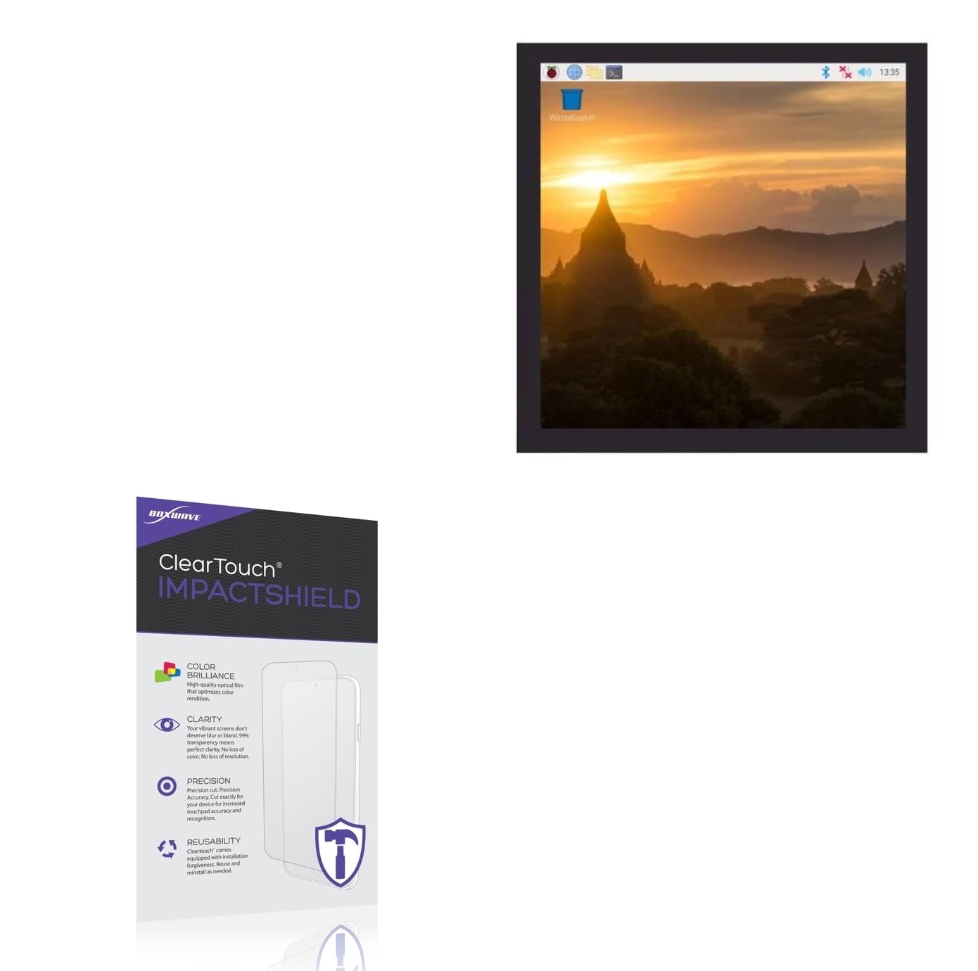 BoxWave Screen Protector Compatible with Waveshare Square Capacitive Touch Screen (4 in) - ClearTouch ImpactShield (2-Pack), Impenetrable Screen Protector Flexible Film