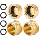 4 PCS 3/4'Garden Hose End Caps,Brass Garden Hose Cap Male Brass Pipe Plug Outer Garden Hose Male Threaded End Cap Plug