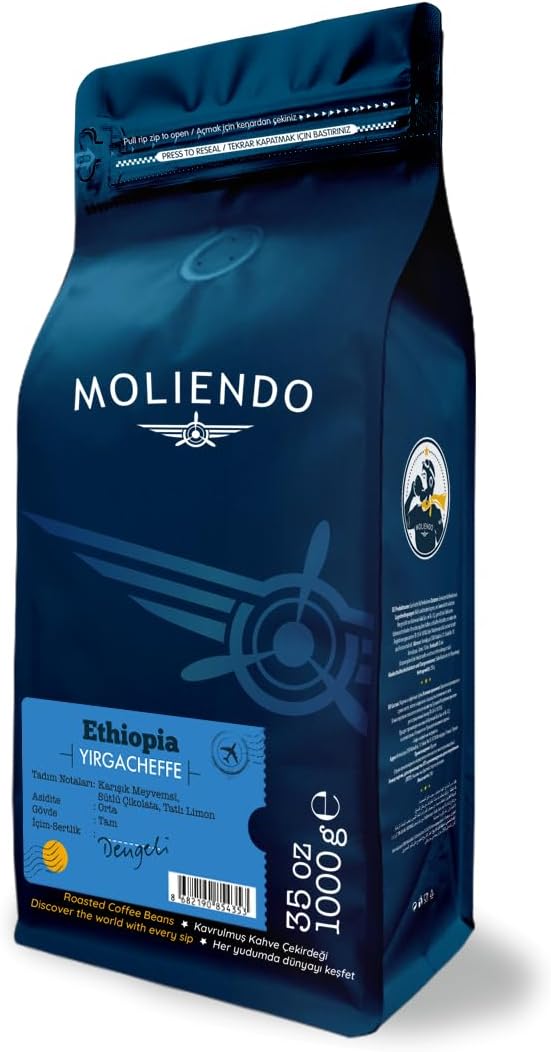 Moliendo Finest Coffee Ethiopia Yirgacheffe Yöresel Kahve (Çekirdek) 1000 g
