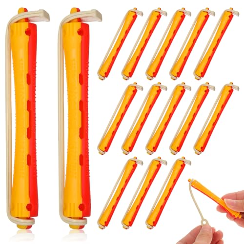LIFKOME 24Pcs Hair Perm Rods with Elastic Rubber Bands Heatless Curling Rollers for Home Hair Styling for All Hair Non Damaging Perm Kit for Women and Men