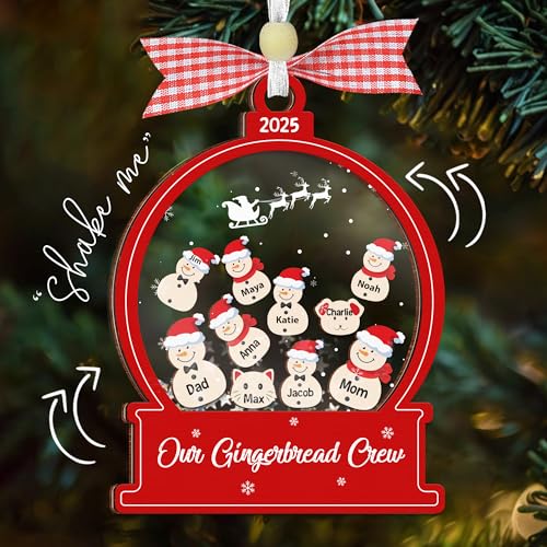Snowman Family Ornament 2026 Personalized Shaking Snow Globe Best Gift Idea
