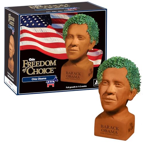 Chia Pet Obama with Seed Pack, Decorative Pottery Planter, Easy to Do and Fun to Grow, Novelty Gift, Perfect for Any Occasion