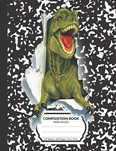 Composition Book: Black T-Rex Dinosaur Marble Pattern School Notebook |...