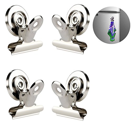 Qiorange Strong Magnetic Clips - Heavy Duty Refrigerator Magnet Clips - 30mm Wide Scratch Safe - Clip Magnets Best for House Office School Use (30mm Silver 4pcs) Qiorange Strong Magnetic Clips - Heavy Duty Refrigerator Magnet Clips - 30mm Wide Scratch Safe - Clip Magnets Best for House Office School Use (30mm Silver 4pcs)
