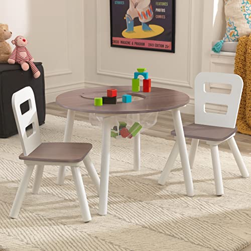 Kidkraft Round Storage Table & 2 Chair Set - Gray Ash, Gift For Ages 3-8 #TOP1