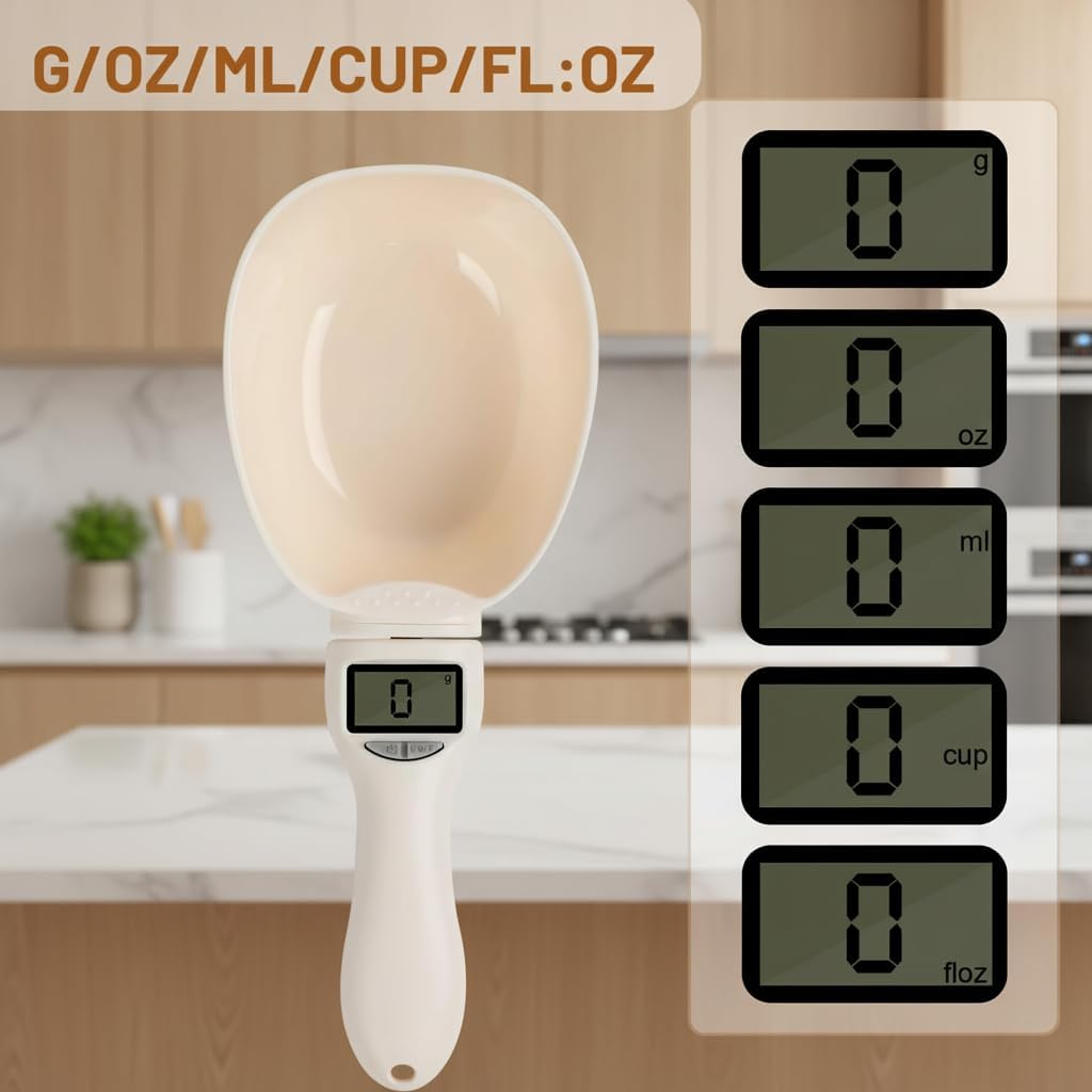 2 Pack Digital Measuring Spoon Scale, Electronic Measuring Spoon 800g/0.1g High Precision, Food Scale Grams and Ounces with LCD Display, Detachable Kitchen Spoon Scale for Cooking, Baking, Pet Food