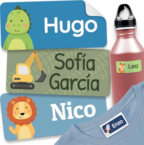 melu kids® Etiquetas para Ropa Personalizadas (60 piezas, agua) - No es necesario planchar, pegatinas personalizadas para pegar y lavables a máquina (lavadora y lavavajilas)