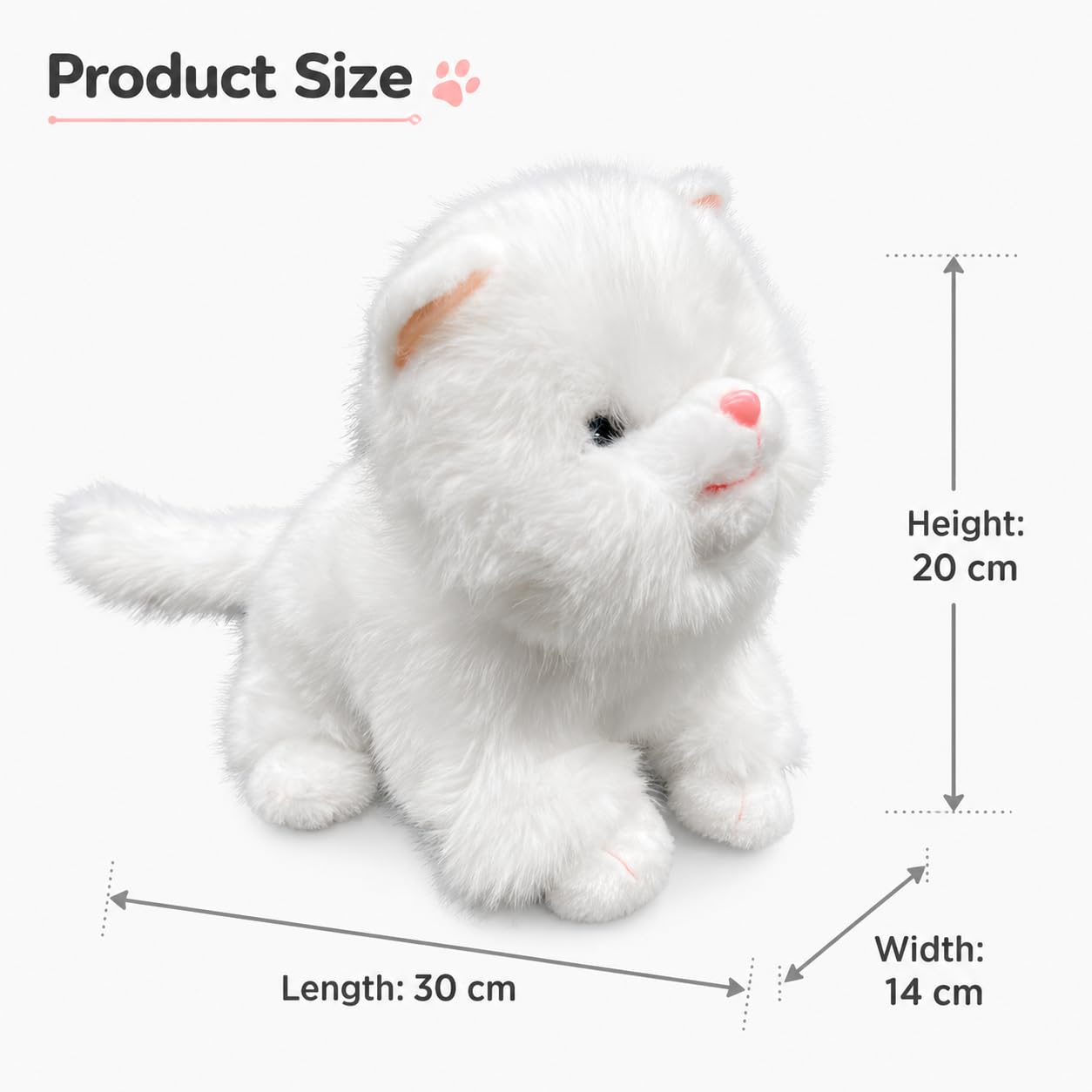 YH YUHUNG Blanco realista robot gato relleno animal de peluche electrónico interactivo gato con control de voz ladrando maullido gato gatito regalo de cumpleaños para niños
