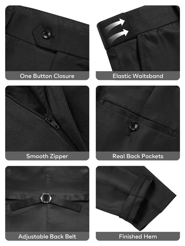 MAGE MALE Men's 3 Piece Suit Slim Fit One Button Business Wedding Formal Blazer Jacket Vest Pants Set — view 6