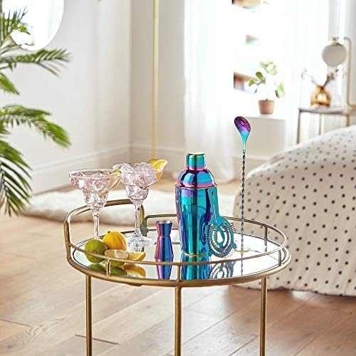 BTFY Iridescent Cocktail Making Set 7 Piece  500ml Stainless Steel Cocktail Shaker Set in Gift Box with Accessories Including Shaker, Jigger, Strainer, Spoon and Muddler