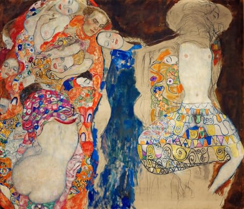 Tableau Klimt salon moderne avec une grande toile abstraite