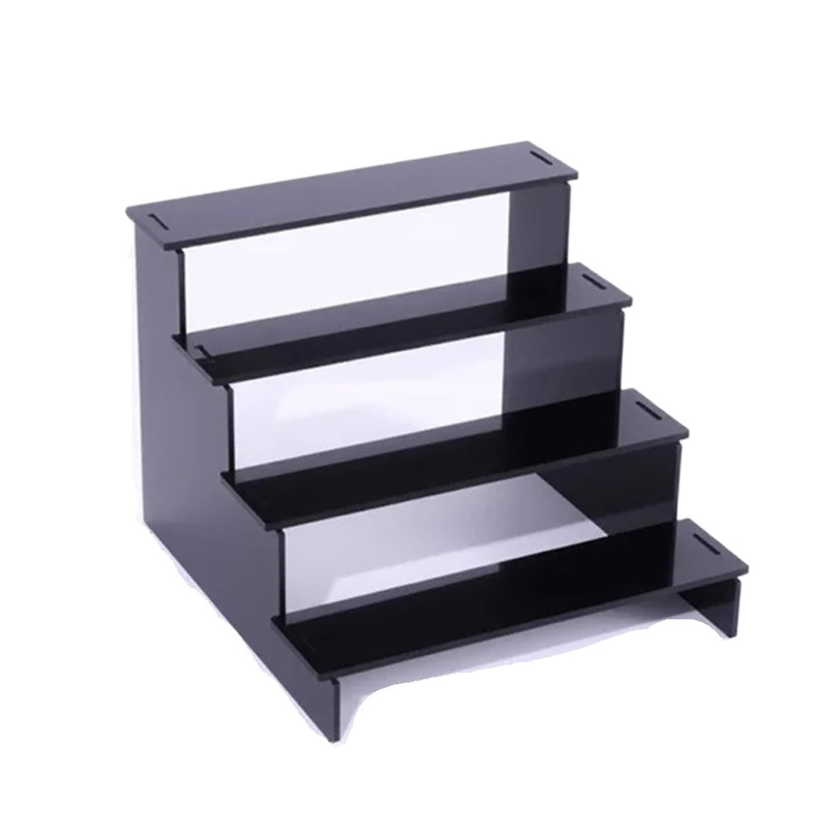 QuxetlRyz Perfume Organiser Display Risers Black Multi Tier Display Stand Shelf Organizer Desktop Riser for Perfume Cupcake Figures Cosmetic Storage Home Office(4 Layers 5cm)
