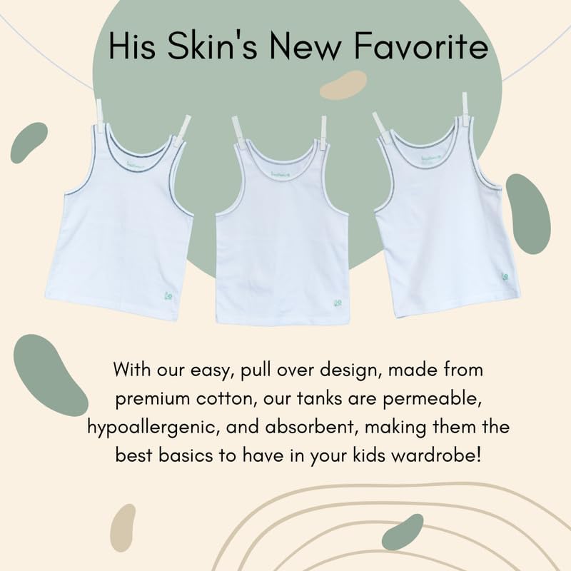 Feathers Boys White Tank Top 100% Cotton Tagless Undershirts 3-Pack - Image 6