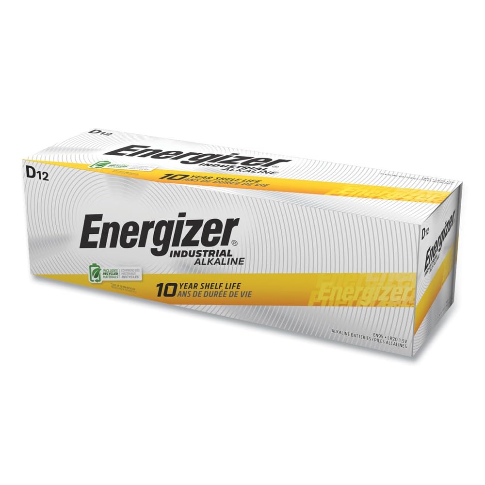 Energizer D Alkaline Industrial Batteries1.5v, Box of 12